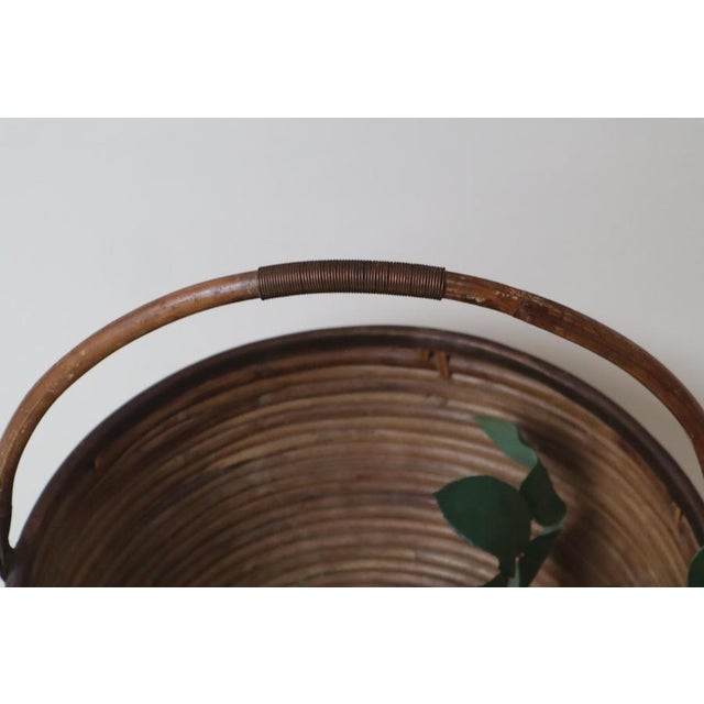 Large Italian Basket in Brass and Rattan, 1960s For Sale - Image 10 of 13