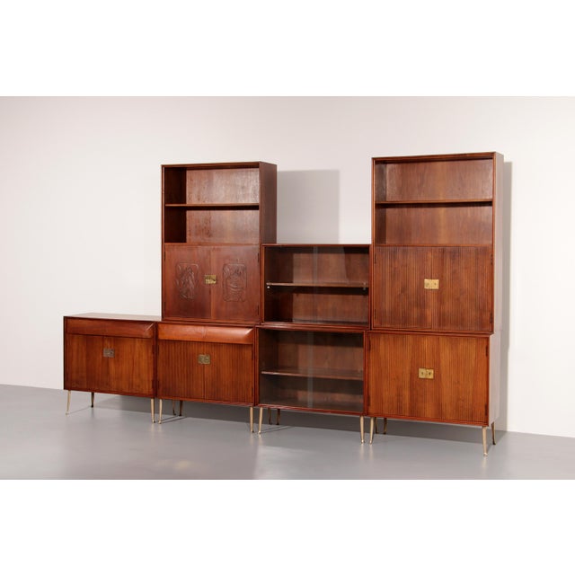 Mid-Century Italian Modular Wall System attributed to Vittorio Dassi, 1950s, Set of 7 For Sale - Image 10 of 17