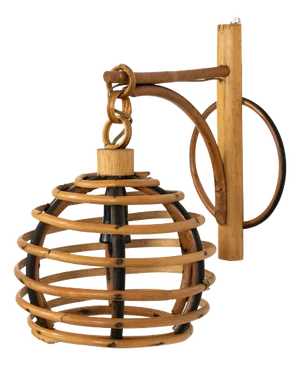 Mid-Century Rattan & Bamboo Sconce Lantern in the style of Louis Sognot, Italy, 1960s