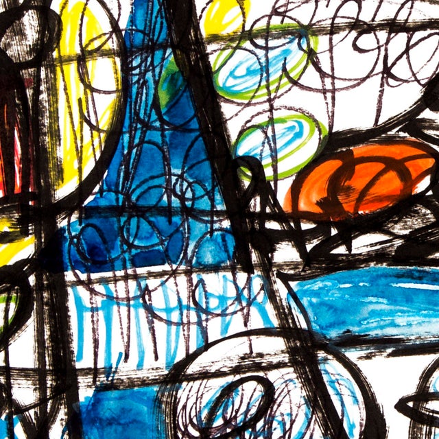 Contemporary Eiffel Power — Abstract Expressionist Drawing in Oil Markers & Acrylics, 18 × 24 In For Sale - Image 3 of 9