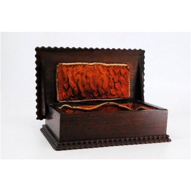Wooden Jewelry Box with Silver Applications on the Lid and the Words Jewels. For Sale - Image 6 of 10