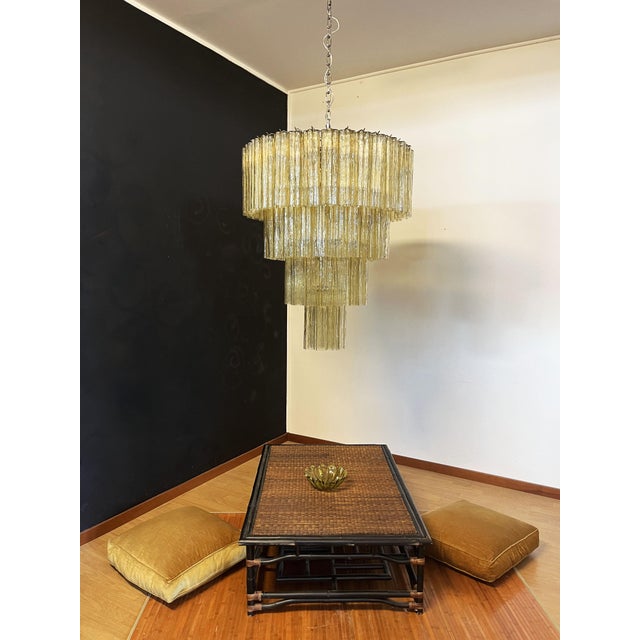 Vintage Murano Glass Tiered Chandelier with 78 Glasses in Light Amber, 1990s For Sale - Image 13 of 18