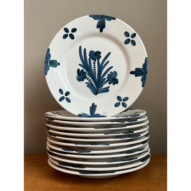 Ceramic Vintage Penny Morrison Hand Painted Dinner Plates Z- Set of 12 For Sale - Image 7 of 12