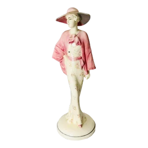 Vintage Art Deco Style Porcelain Lady With Large Hat Figurine