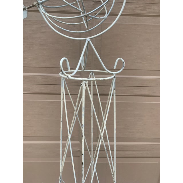 Late 20th Century Large Classical White Cast Iron Armillary Sphere Garden Sculpture on Stand, English Country Estate Decor For Sale - Image 5 of 11