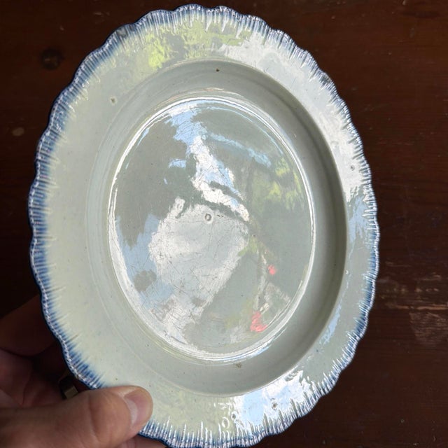 A Very Nice Antique Blue Feather-Edge Pearlware Plate, Circa 1810 For Sale - Image 9 of 12