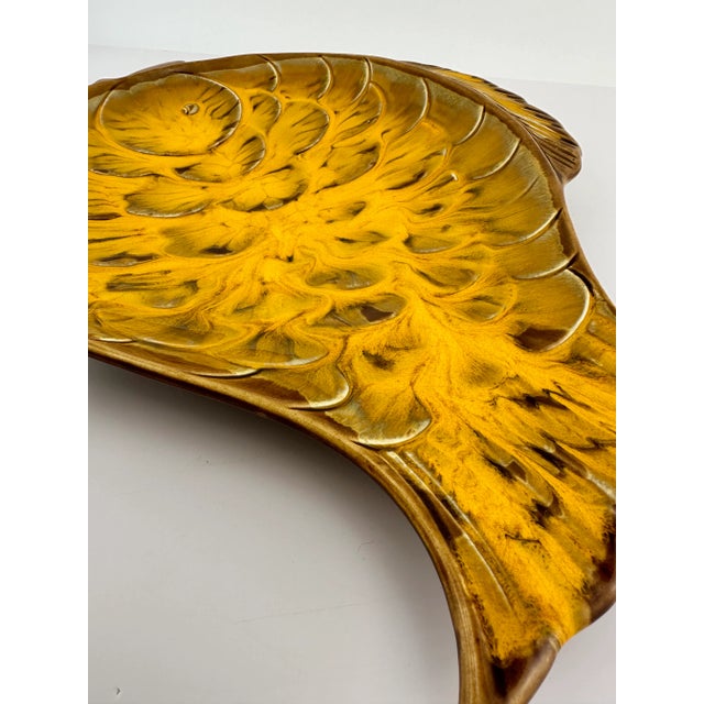Ceramic Mid Century 1960's California Hand Painted Burnt Orange Fish Platter For Sale - Image 7 of 8