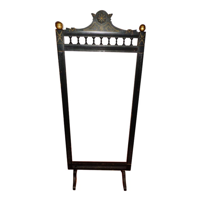 Antique Ornate Victorian Ebonized With Gold Accents Fire Screen For Sale