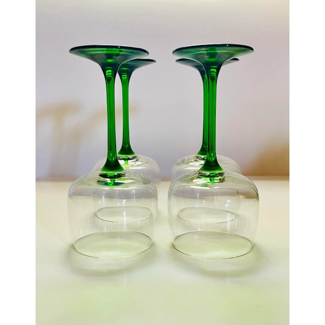 1990s Cristal D’Arques Emerald Wine Glasses- Set of 4 For Sale In Jacksonville, FL - Image 6 of 11