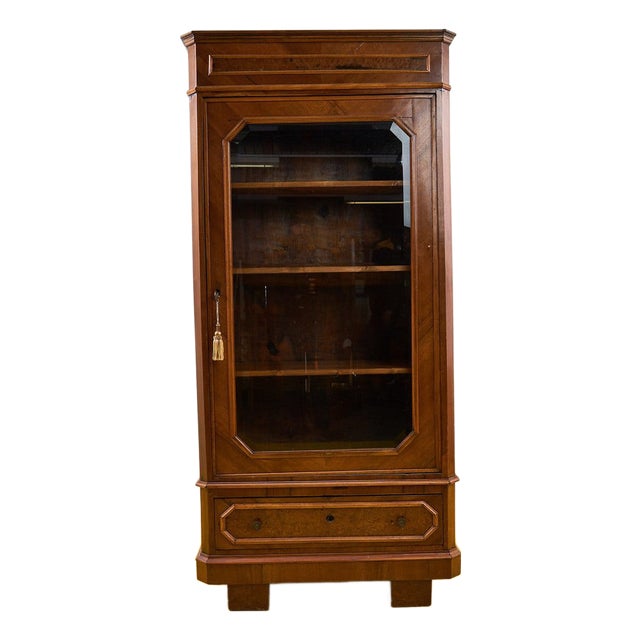 Antique Bookcase with Cut Glass For Sale