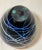 Blue Large Vintage Hand Blown Signed Colin Stone 1985 Iridescent Opal Web Glass Vase For Sale - Image 8 of 10