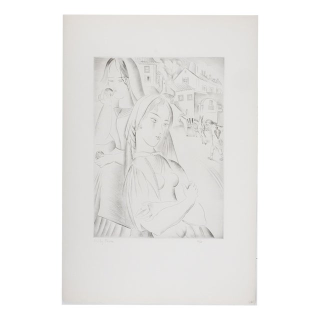 Mily Possoz, Two Young Peasant Women, Original Signed Engraving For Sale
