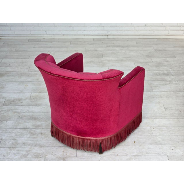 Danish Relax Armchair in Red Velour with Ash Legs, 1960s For Sale - Image 11 of 18