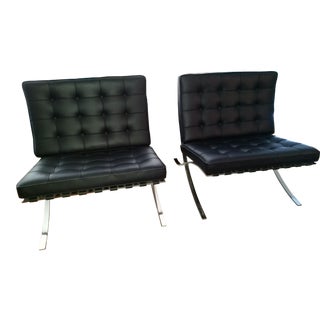 Knoll Barcelona Mies Van Der Rohe Chairs - A Pair For Sale