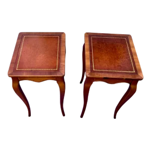 1970s Pair of Leather Embossed Cigar or Side Tables
