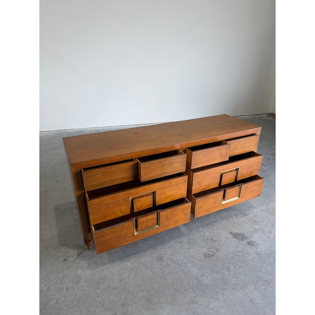 RWAY Mid Century Modern Walnut 8 Drawer Long Dresser For Sale - Image 4 of 12