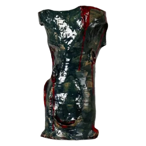 Abstract Decorative Glazed Ceramic Vase Sculpture by Pupo Gino, Italy, 1940s
