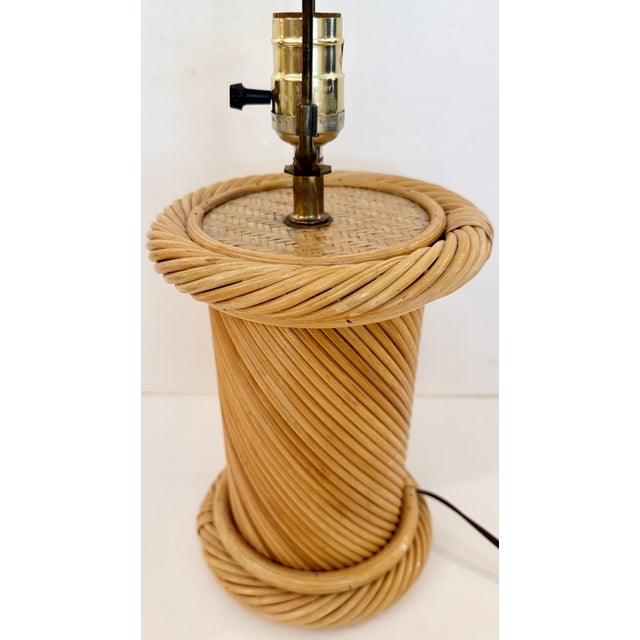 Vintage chunky pencil reed table lamp, also referred to as bamboo or rattan lamps, from the Mid-Century Modern or Boho...