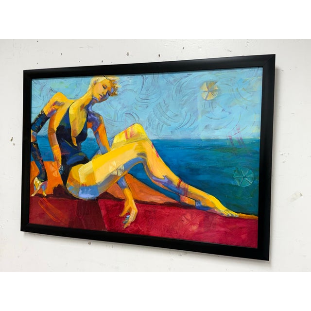 Design Plus Gallery presents "Bathing Beauty", an Original Oil Painting by Unknown Artist. This is an original acrylic...