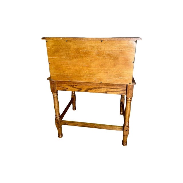 Vintage C .1970's Solid Oak Bradford Style Mini Roll-Top Desk For Sale In Sacramento - Image 6 of 11