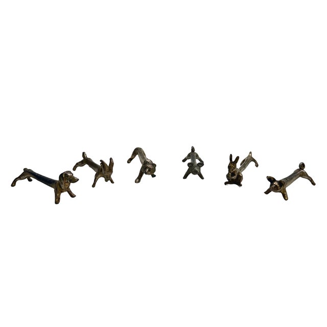 Traditional Vintage Cast Brass Animal Knife Rests - Set of 6 For Sale - Image 3 of 5