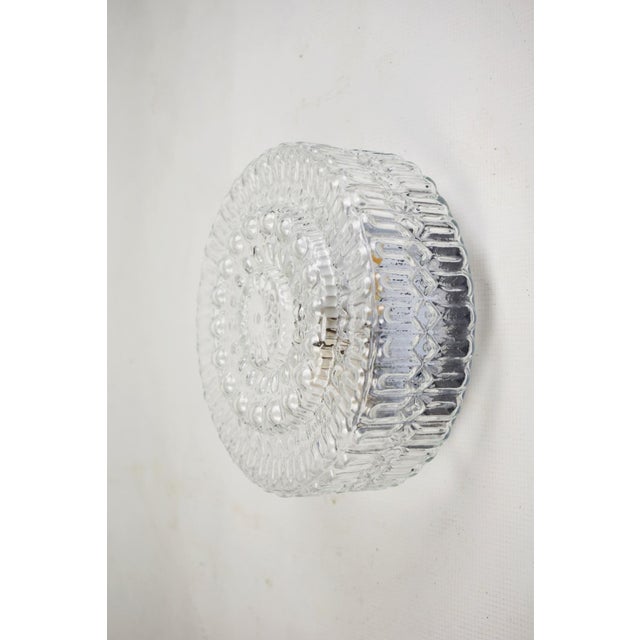 Vintage Flush Mount in Glass, 1970s, in Very Good conditions. Designed 1970 to 1979 European Plug (up to 250V).The wiring...