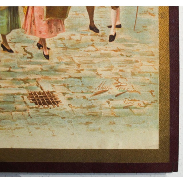 Illustration 1892 Original French Lithograph,Market Scene Paris - Signed by the Artist, Alonso Perez For Sale - Image 3 of 4