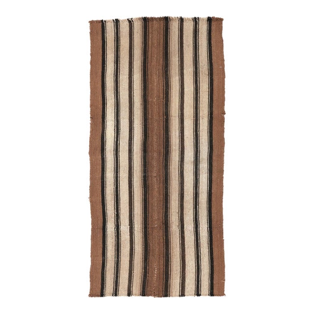 Striped Vintage Brown Kilim Rug - 2`9″ X 6`0″ For Sale