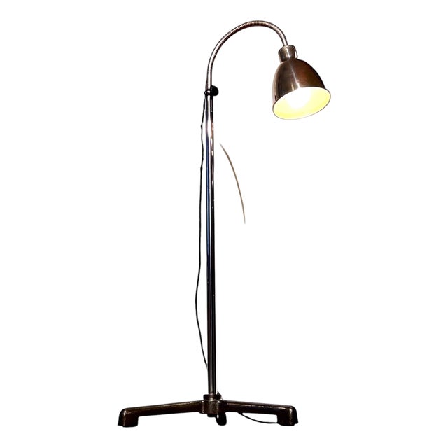 German Bauhaus Modern Floor Lamp by Christian Dell for Bünte & Remmler (BuR), 1930s, Flexible Reading Lamp For Sale