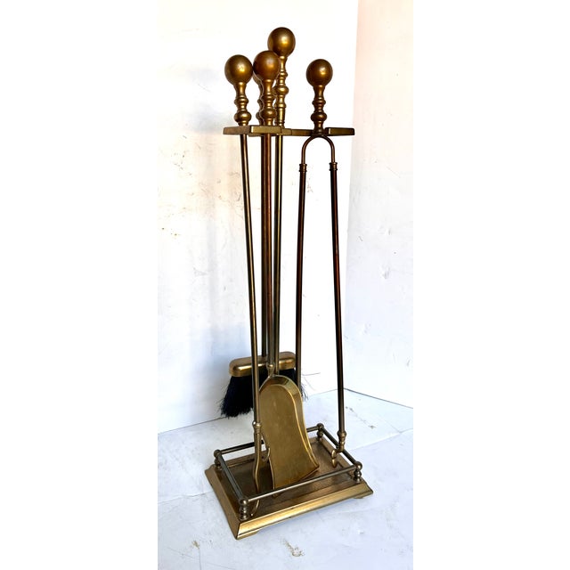 Vintage Italian Brass Fireplace Tool Set For Sale - Image 11 of 13