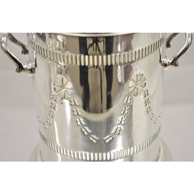 Mid 20th Century Vintage M. Bros English Edwardian Silver Plated Wine Champagne Bottle Coaster For Sale - Image 5 of 10