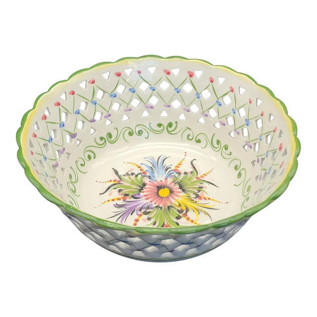 Portuguese Reticulated Fruit Bowl or Basket For Sale