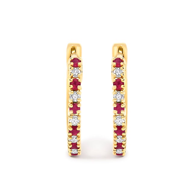 Captivate the senses with these exquisite 10K yellow gold earrings, where each piece delicately balances the scintillating...