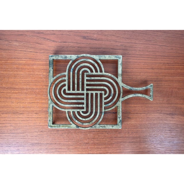 Art Deco Bronze Trivet Coaster with Solomon Knot Design For Sale - Image 12 of 12