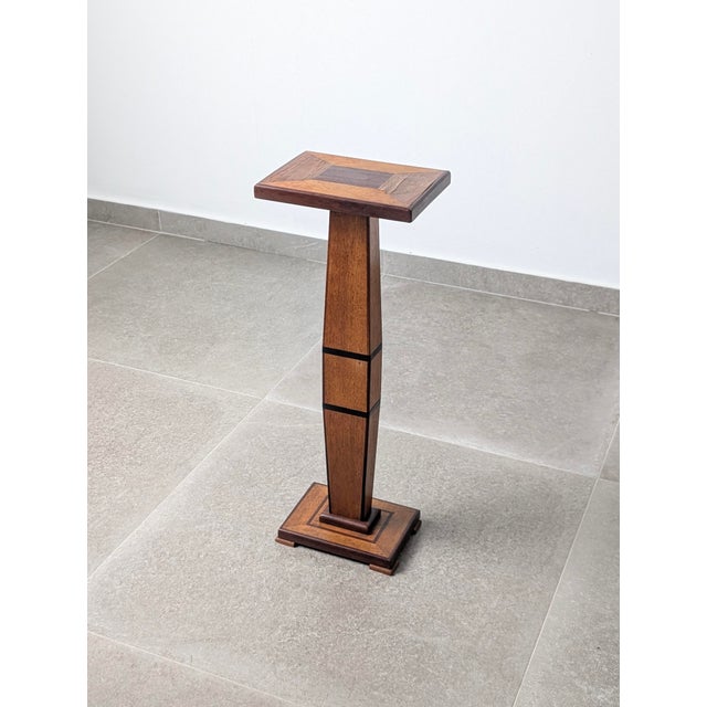 Art Deco Wooden Pedestal Column with Geometric Marquetry, France, 1920s For Sale - Image 14 of 18
