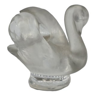 20th Century Crystal Ring Holder with Swan Decoration from Lalique, 1980s For Sale