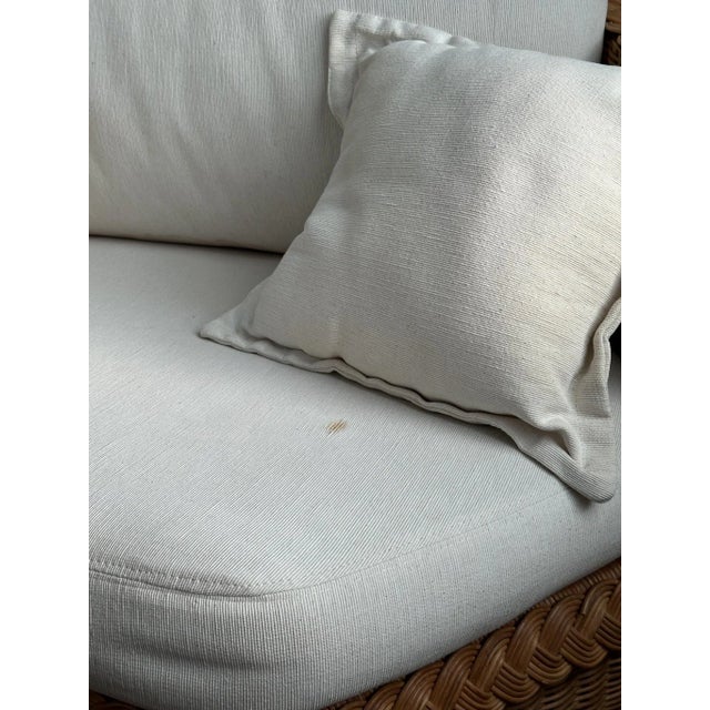 Vintage Brown Jordan Braided Wicker Hexagonal Sofa For Sale - Image 12 of 18