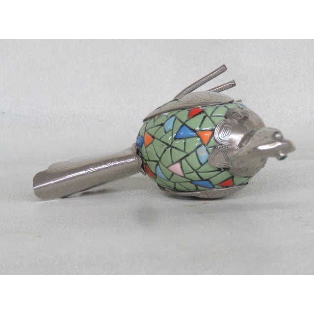 Silver Plate Mosaic Nacato Tall Guayasamin Ecuador Bird Porcelain Figurine 4620b For Sale In Miami - Image 6 of 10
