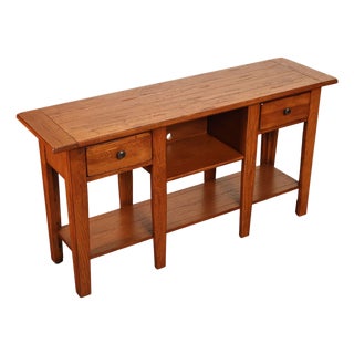 Broyhill Attic Heirlooms Country Style Oak Console Table For Sale
