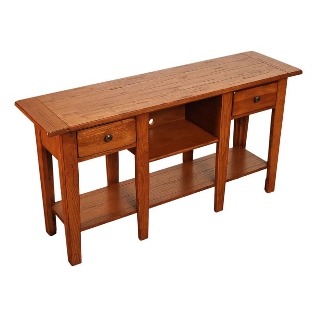 Broyhill Attic Heirlooms Country Style Oak Console Table For Sale