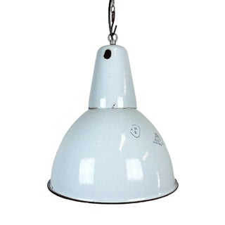 Industrial Grey Enamel Pendant Lamp from Polam, 1960s For Sale