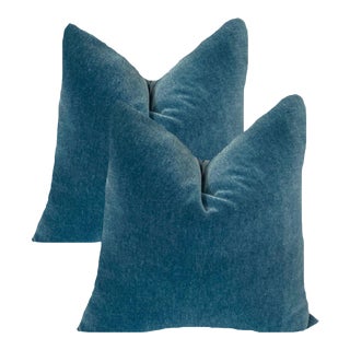 Pacific Blue 22" Mohair Pillows- a Pair