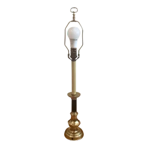 Vintage Ethan Allen Brass Hollywood Regency Ginger Jar Octagon Table Lamp