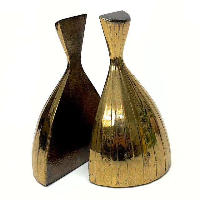 MCM Tuscan Ware Elegant Brass Bookends by Norman Blackner Design For Sale - Image 4 of 11