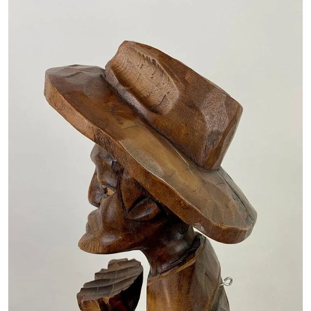 Folk Art Wood Sculpture of a Caribbean Man Holding a Pineapple For Sale - Image 11 of 12