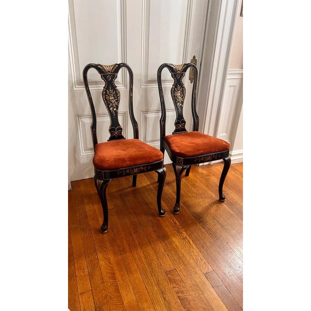 1960s Grand Ledge Chair Company Attributed Queen Anne Style Chinoiserie