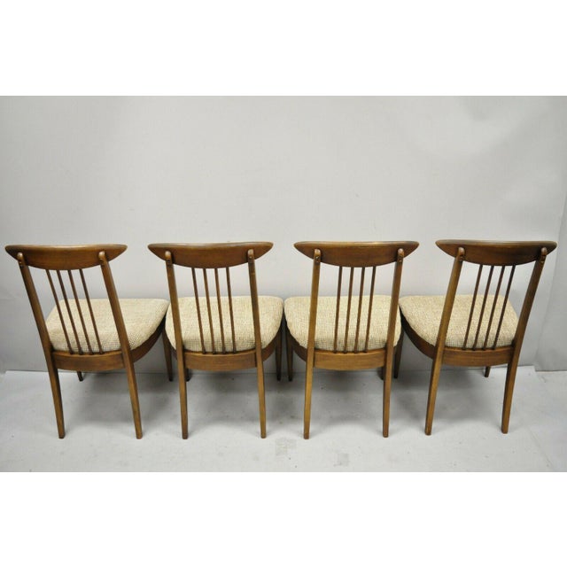 Vintage Mid Century Modern Walnut Spindle Back Dining Room Chairs