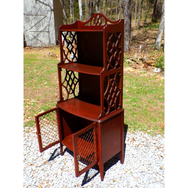 Vintage Mahogany Chippendale Style Bookcase Bookshelf Etagere Display Shelves For Sale - Image 4 of 17