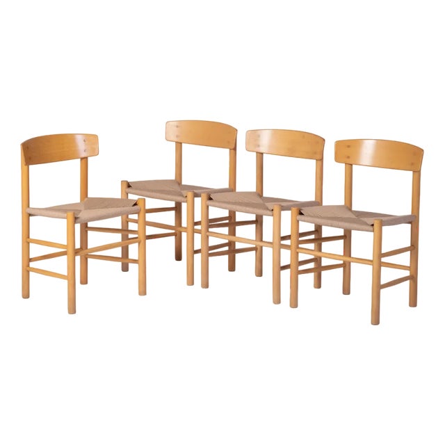 Model J39 Dining Chairs in Beech by Børge Mogensen for FBD, 1940s, Set of 4 For Sale