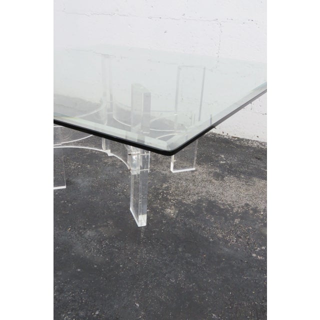 Mid Century Modern Lucite Glass Top Coffee Table For Sale In Miami - Image 6 of 13